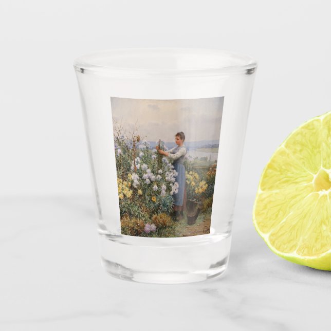 Copo De Shot Flores Chrysanthemum (Garota no Jardim) (Frente)