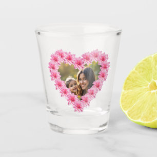 Copo De Shot Flores de dália em forma de coração rosa, foto per