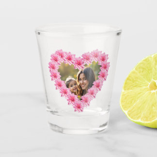 Copo De Shot Flores de dália em forma de coração rosa, foto per