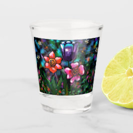 Copo De Shot Flores De Flores, Florais, Azuis, Cor-De-Rosa, Qui