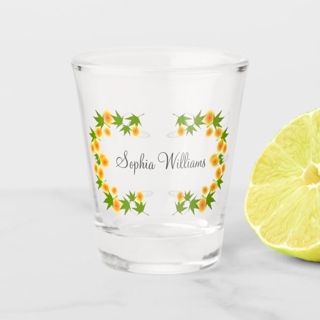 Copo De Shot Flores laranja japonesas (Frente)