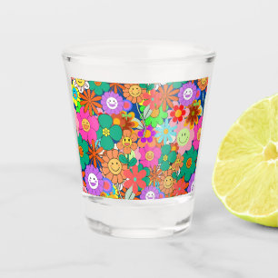 Copo De Shot Flores Retro Groovy Boho Hippie