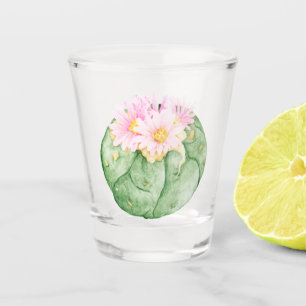 Copo De Shot Flores Rosa Rustic Watercolor Cactus