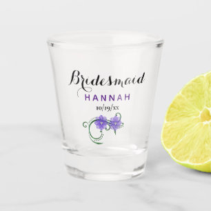 Copo De Shot Flores Roxas Festas de solteira de Bridesmaid