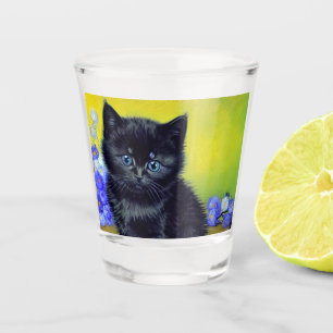 Copo De Shot Flores Roxas Pretas de Gogh