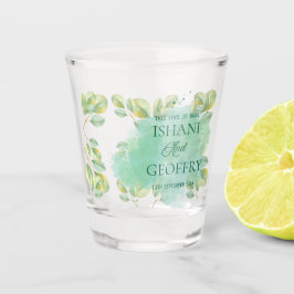 Copo De Shot Folhas de Eucalipto Verde Casamento 