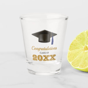 Copo De Shot Formandos marinho azul Parabéns Dourados