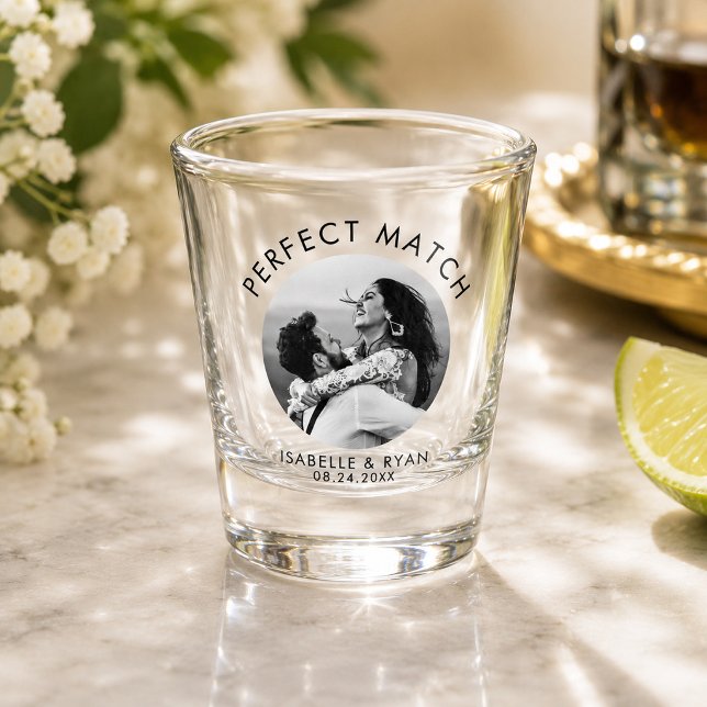Copo De Shot Foto de Casamento Personalizada Moderna Minimalist (Criador carregado)