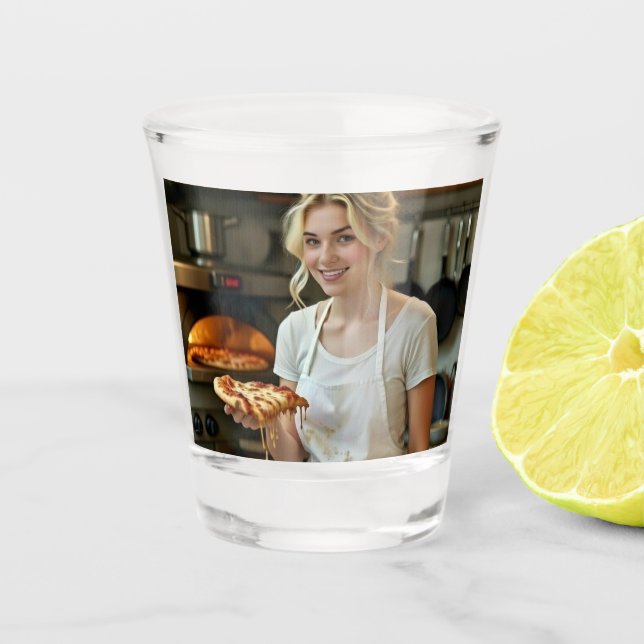 Copo De Shot Foto de comer pizza personalizar (Frente)