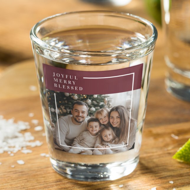 Copo De Shot Foto de Natal Personalizada Alegre e Abençoada  (Criador carregado)
