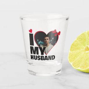 Copo De Shot Foto do Coração Personalizada Eu Amo Meu Marido