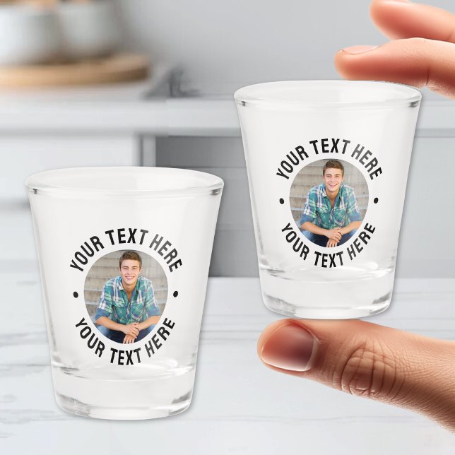 Copo De Shot Foto e Texto Personalizados (Personalized Photo And Text Shot Glass )