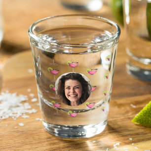 Copo De Shot Foto Personalizada de Rosto e Coquetel   Rosa Pers