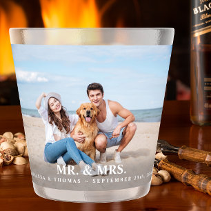 Copo De Shot Foto Personalizada do Sr. & Sra. Novo Nome Data Ca