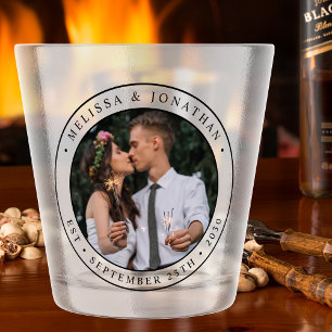 Copo De Shot Foto personalizada Nome do novo Casal Data final