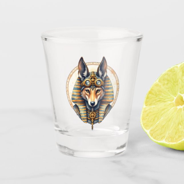 Copo De Shot Fox Retrato de Steampunk Anubis (Frente)