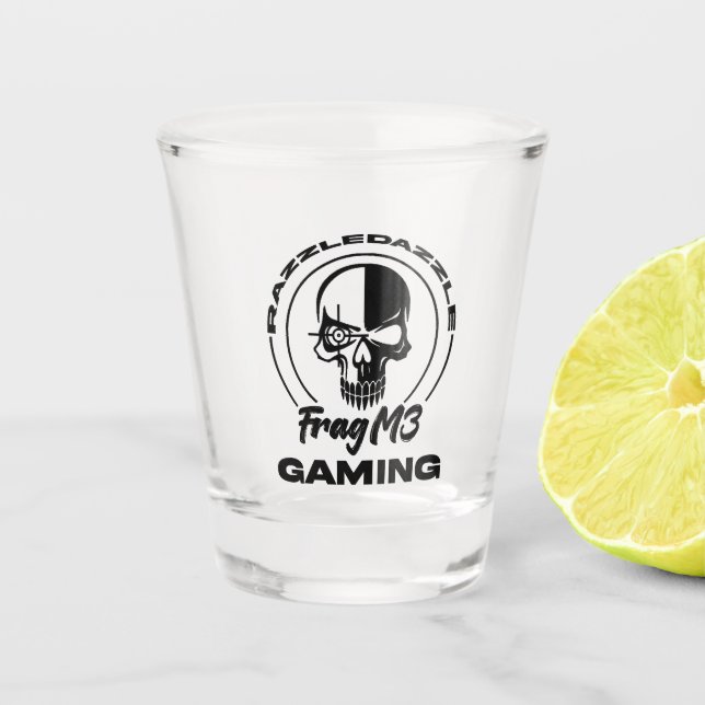 Copo De Shot FragM3 Gaming RazzleDazzle Shot Glass em preto (Frente)
