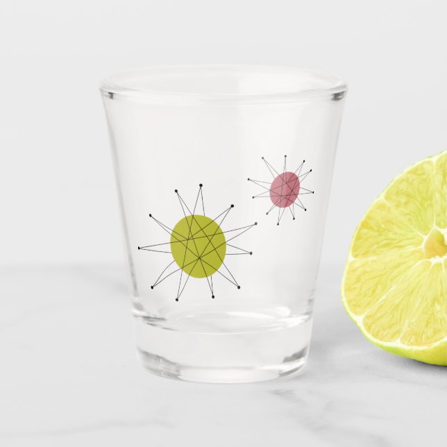 Copo De Shot Franciscano Verde e Rosa, Starburst, século de Méd (Frente)