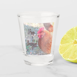 Copo De Shot Frango Eu faço cocô Café Engraçado Humor