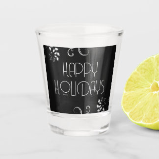 Copo De Shot Fronteira Floral Metálica Feliz Natal