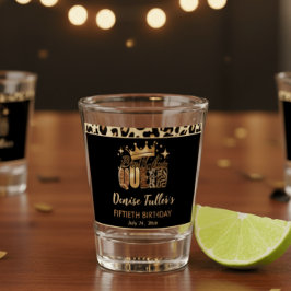 Copo De Shot Fun Leopard Birthday Queen Fifty Birthday