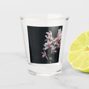 Copo De Shot Fundo Preto do Flor Orquídeo