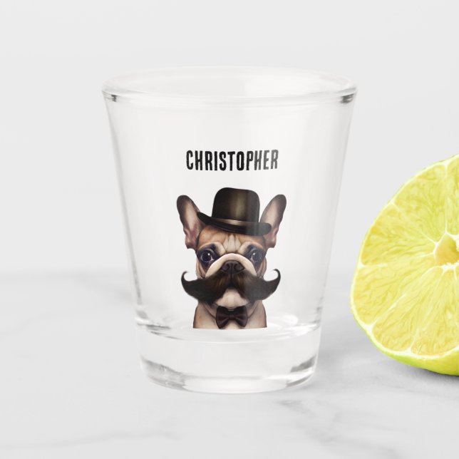 Copo De Shot Funny Frenchie Barman Personalizado (Frente)