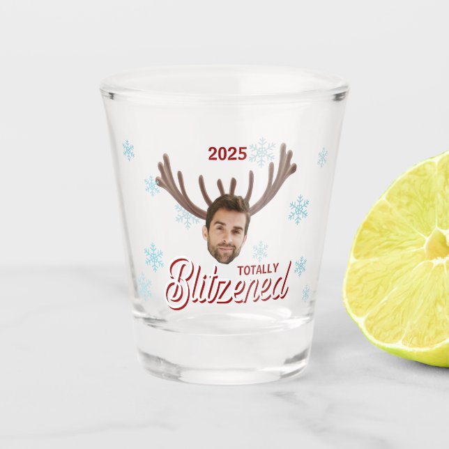Copo De Shot Funny Photo Face Blitzened Christmas Custom Gift (Frente)