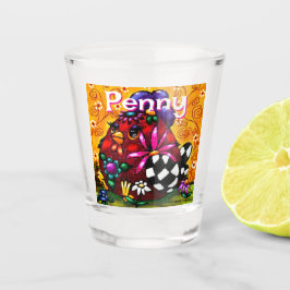 Copo De Shot Galinha Floral Chunky Chunky Branca Personalizada