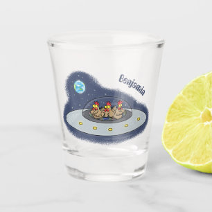 Copo De Shot Galinhas engraçadas na ilustração de desenhos anim