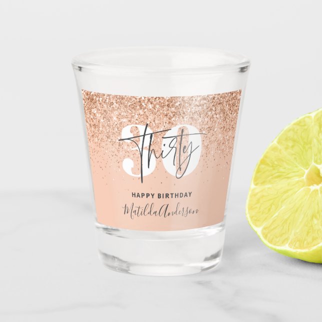 Copo De Shot Garota brilhante aniversário de 30 anos  (Frente)