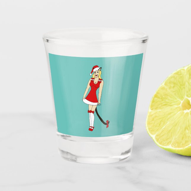 Copo De Shot Garota de Natal Vermelha (Frente)