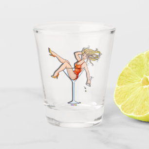 COPO DE SHOT GAROTA DE VIDRO MARTINI VERMELHA