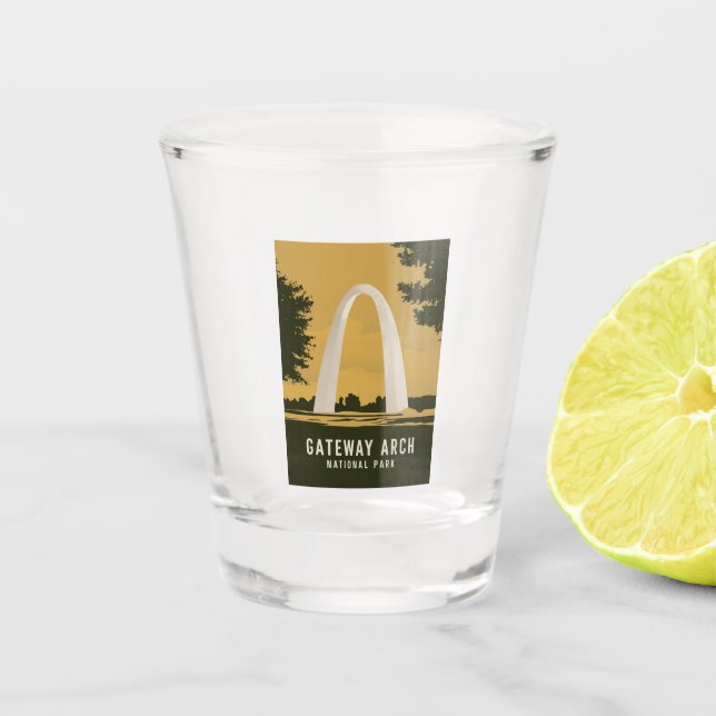 Copo De Shot Gateway Arch National Park Retro Viagem Art (Frente)