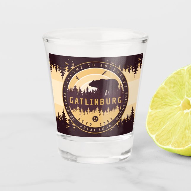 Copo De Shot Gatlinburg Tennessee Bear Pine Nature (Frente)