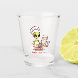 Copo De Shot Gato Chef Alien Donut Design Kawaii
