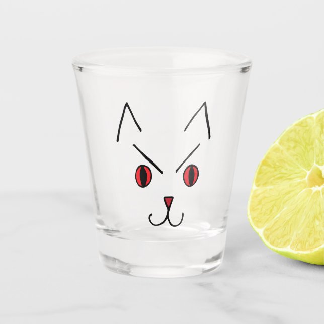 Copo De Shot Gato Demônio Irritado (Frente)