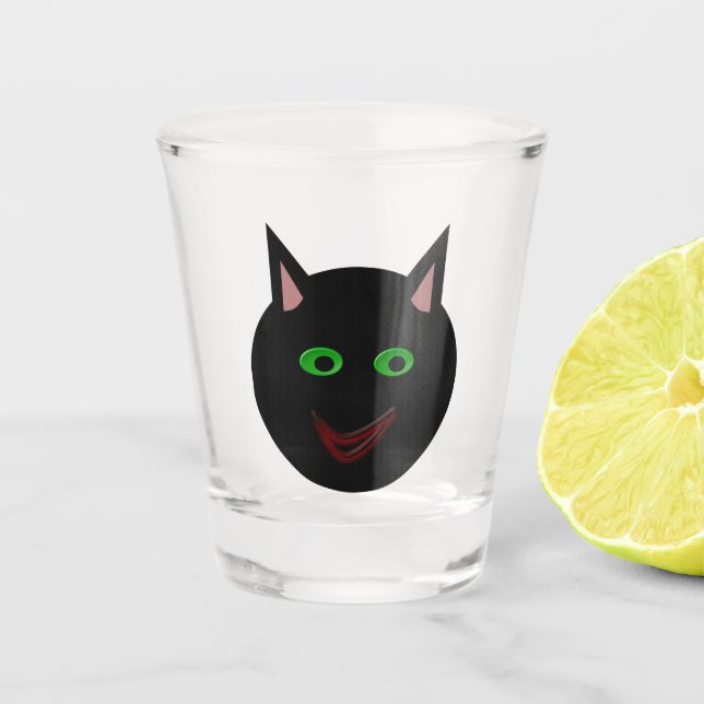 Copo De Shot Gato Negro Halloween (Frente)