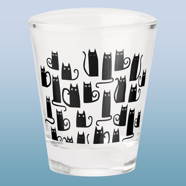 Copo De Shot Gato Negro Sortudo (Fun lucky black cat shot glass for animal lovers)