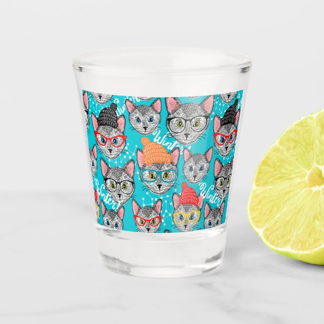 Copo De Shot Gato no chapéu (Frente)