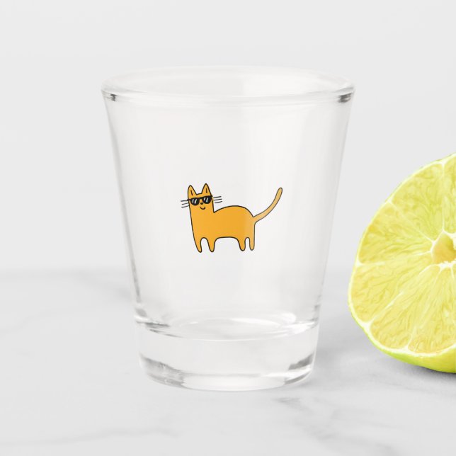 Copo De Shot Gato Óculos de Sol Legal (Frente)