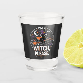 Copo De Shot Gato Preto Bruxo de Halloween.