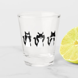 Copo De Shot Gatos Pretos e Brancos | Três Gatinhos Sábios