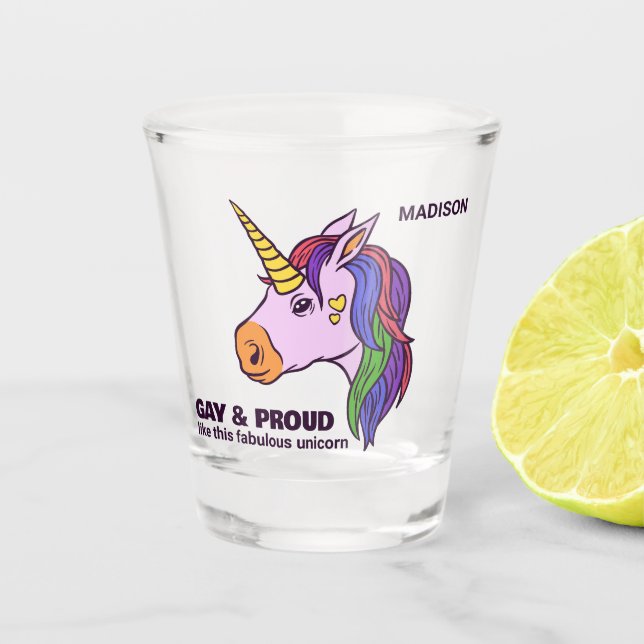 Copo De Shot Gay de Texto Personalizado Unicorn (Frente)