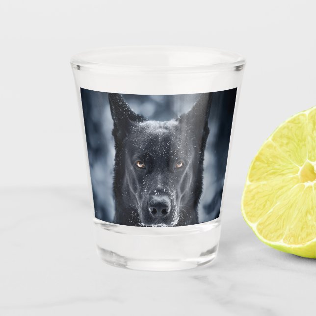 Copo De Shot German shepherd Preto (Frente)