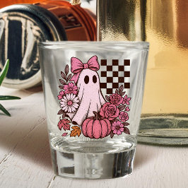 Copo De Shot Ghost Girl retrorada cor-de-rosa com Arco Hallowee