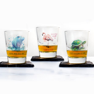 Copo De Shot Gift Watercolor Blue Hippo - Vidro quente
