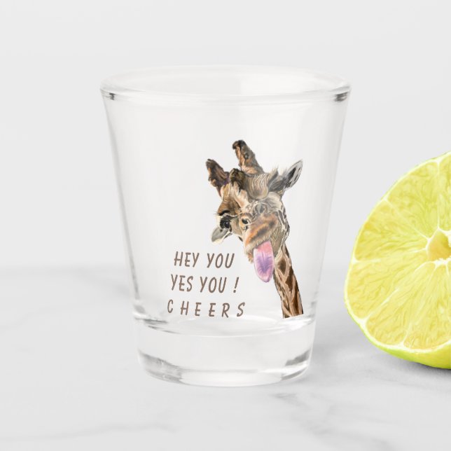Copo De Shot Girafa Engraçada Shot Glass Cheers - Texto Persona (Frente)