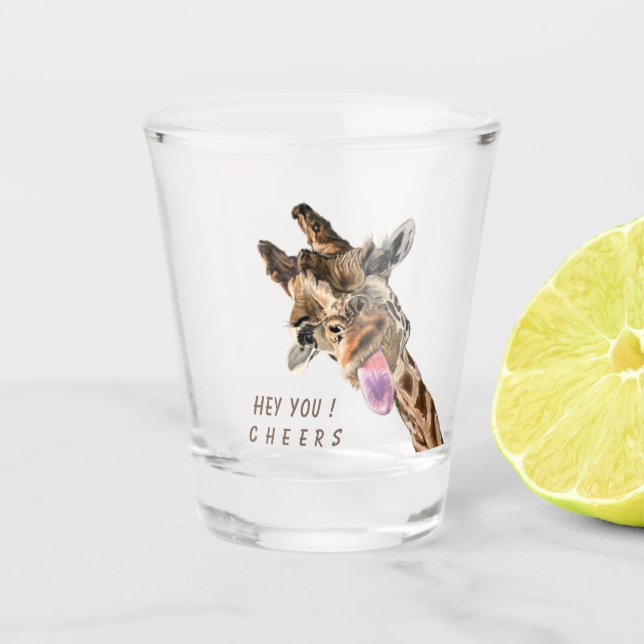 Copo De Shot Girafa Engraçada Shot Glass Cheers - Texto Persona (Frente)