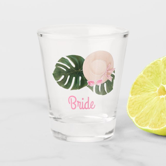 Copo De Shot Glamour de Verão Rosa | Noiva (Frente)